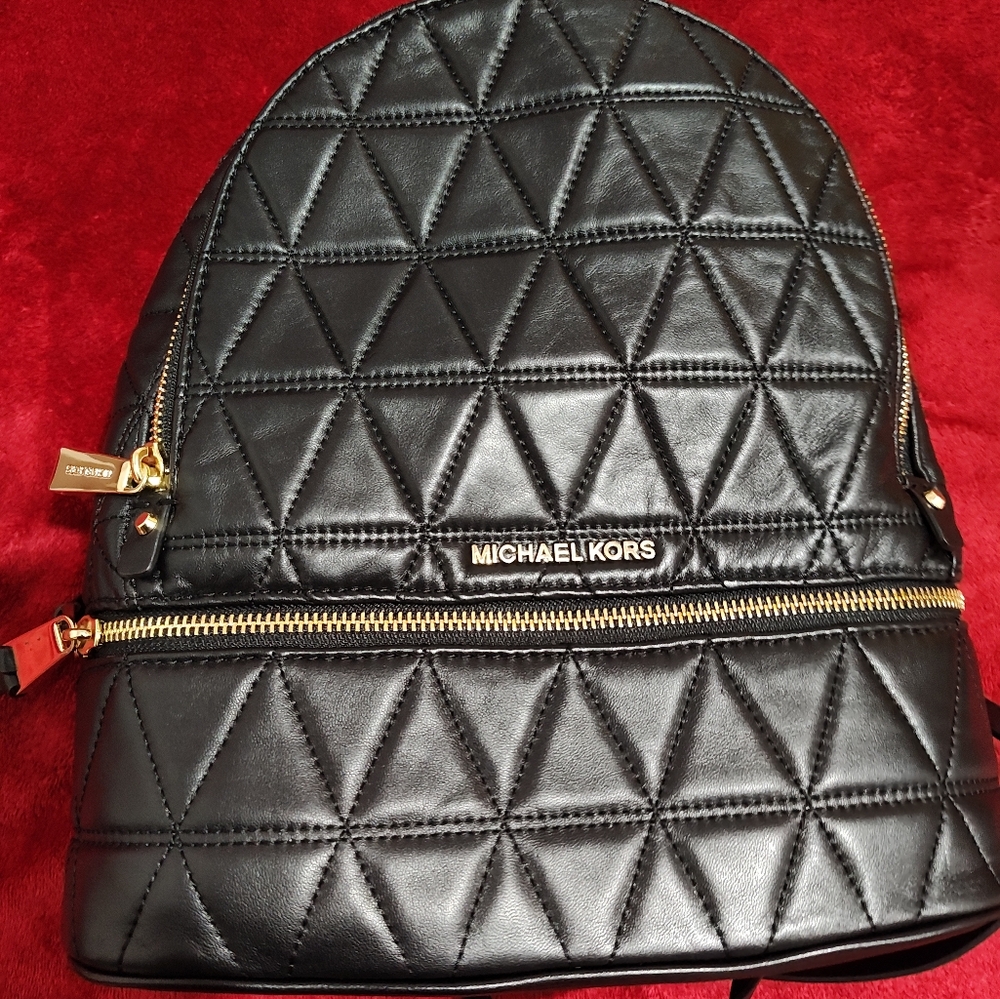 Michael Kors Black Quilted Backpack